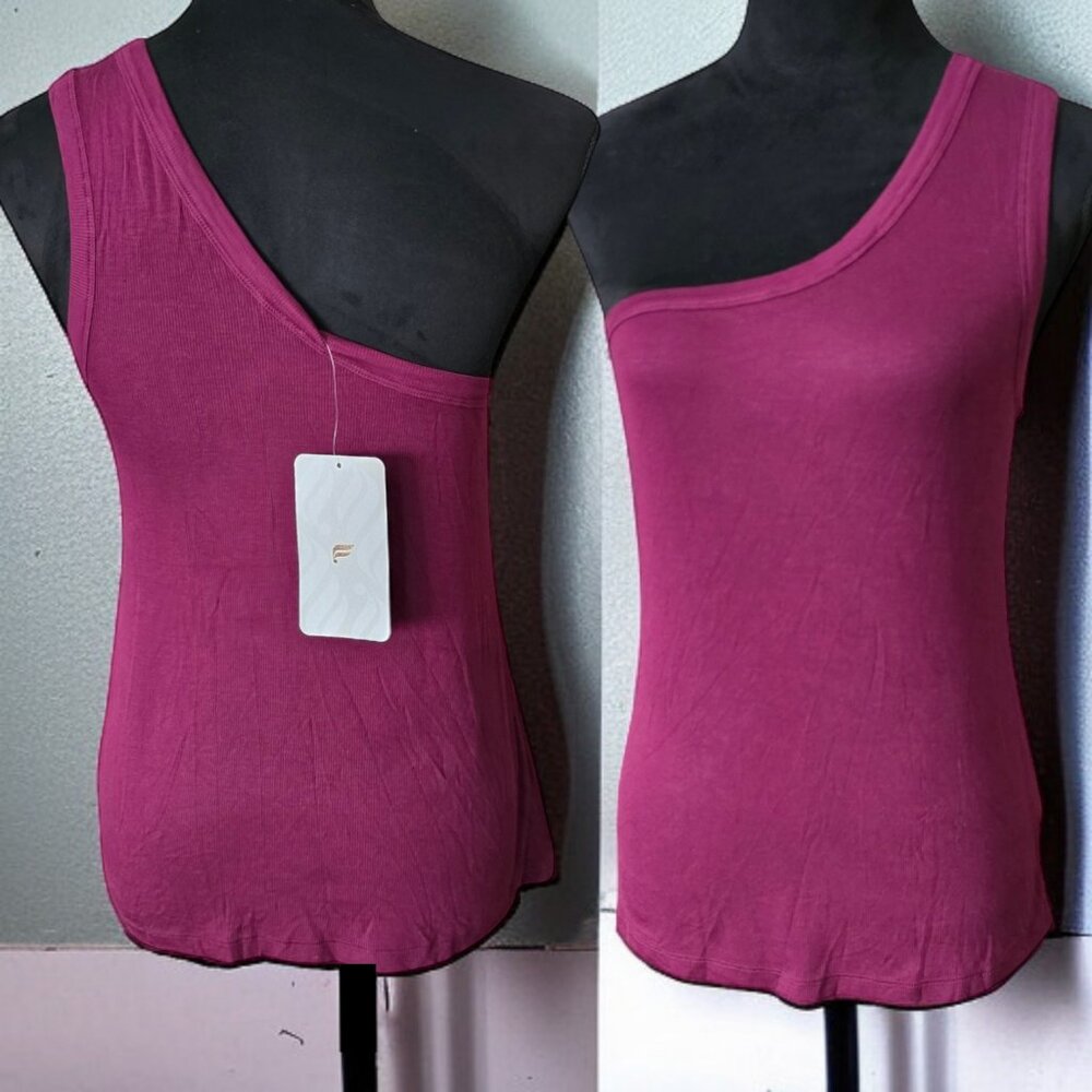 NWT FABLETICS (LG) ESME One Shoulder Ribbed Tank in Port Wine Color